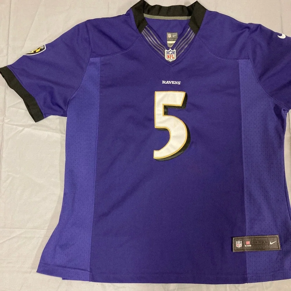 Nike Baltimore Ravens Joe‎ Flacco 5 Jersey Womens Large Purple NFL On Field